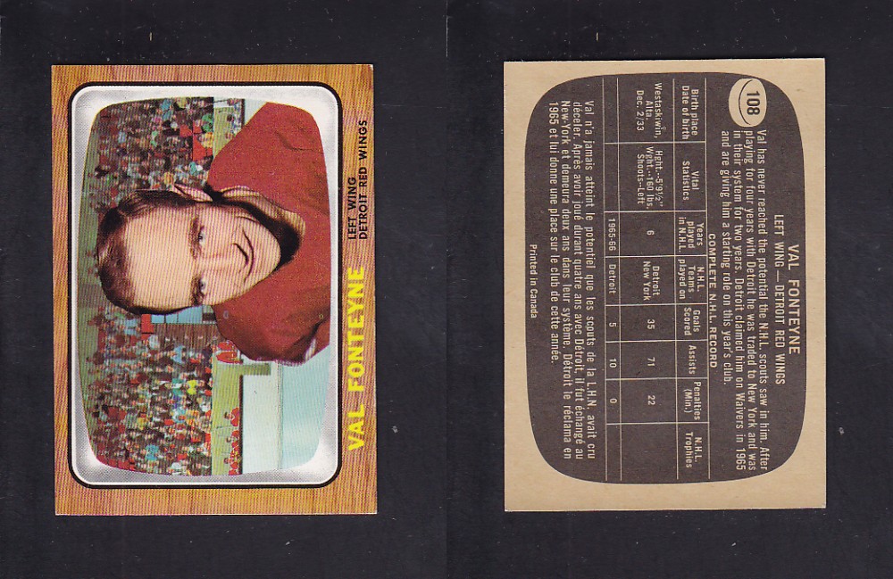 1966-67 TOPPS HOCKEY CARD #108 V. FONTEYNE photo 1966-67 TOPPS HOCKEY CARD #108 V. FONTEYNE photo