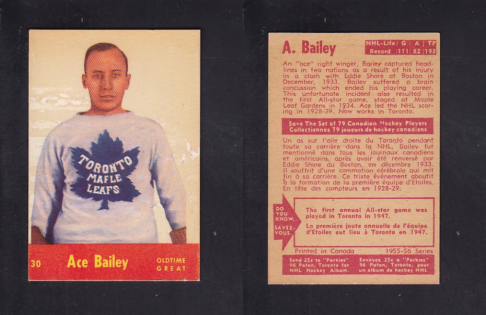 1955-56 PARKHURST HOCKEY CARD #30 A. BAILEY photo 1955-56 PARKHURST HOCKEY CARD #30 A. BAILEY photo