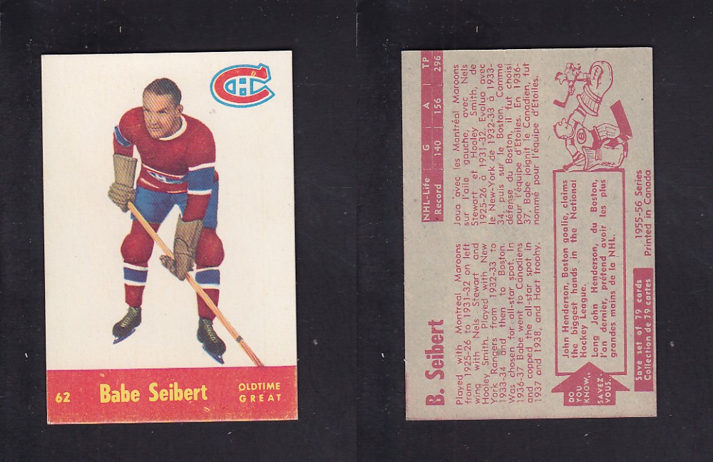 1955-56 PARKHURST HOCKEY CARD #62 B. SEIBERT photo 1955-56 PARKHURST HOCKEY CARD #62 B. SEIBERT photo