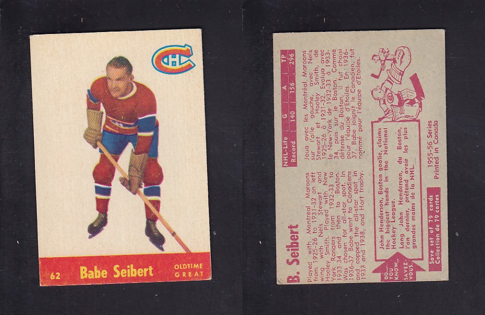 1955-56 PARKHURST HOCKEY CARD #62 B. SEIBERT photo 1955-56 PARKHURST HOCKEY CARD #62 B. SEIBERT photo