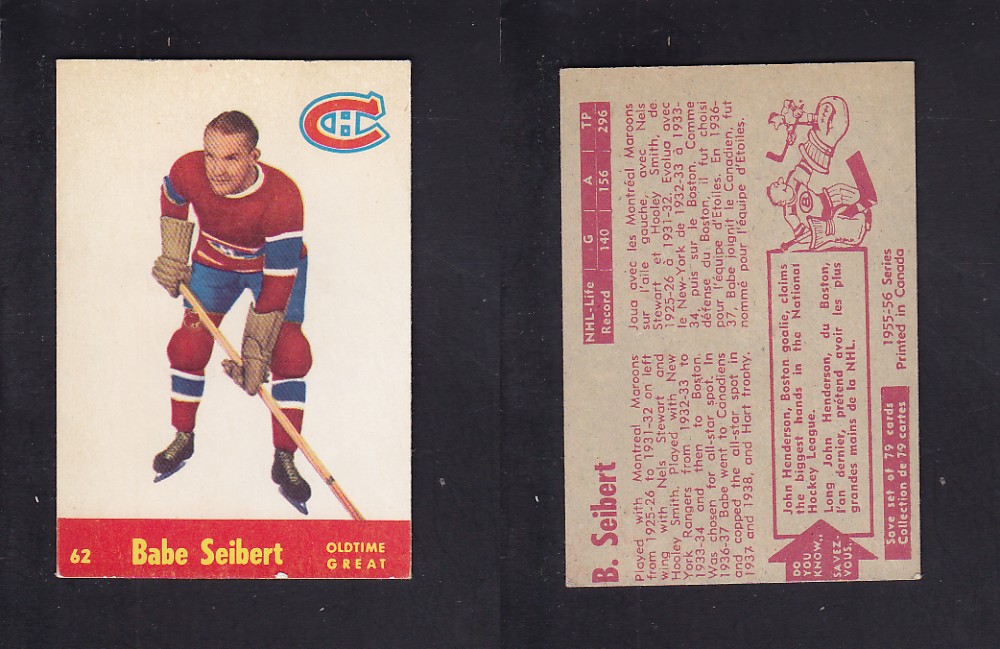 1955-56 PARKHURST HOCKEY CARD #62 B. SEIBERT photo 1955-56 PARKHURST HOCKEY CARD #62 B. SEIBERT photo