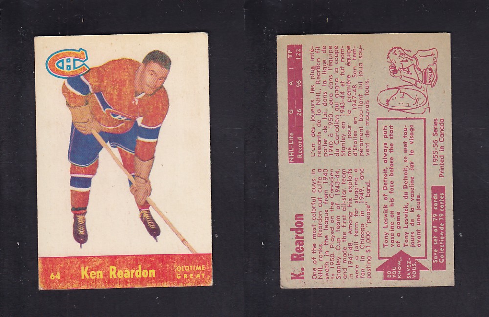 1955-56 PARKHURST HOCKEY CARD #64 K. REARDON photo 1955-56 PARKHURST HOCKEY CARD #64 K. REARDON photo