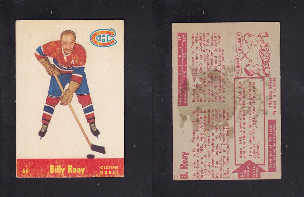 1955-56 PARKHURST HOCKEY CARD #66 B. REAY photo 1955-56 PARKHURST HOCKEY CARD #66 B. REAY photo