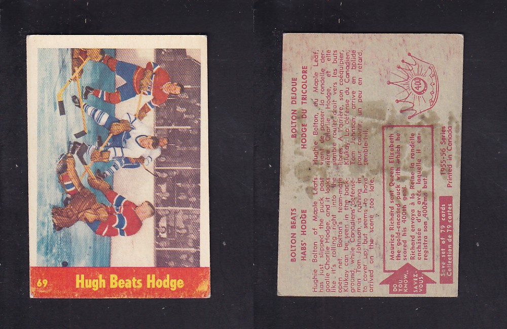1955-56 PARKHURST HOCKEY CARD #69 HUGH BEAT HODGE photo 1955-56 PARKHURST HOCKEY CARD #69 HUGH BEAT HODGE photo