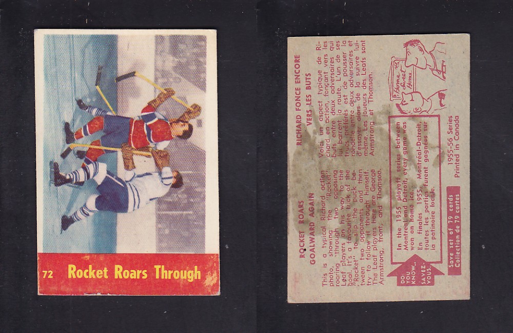 1955-56 PARKHURST HOCKEY CARD #72 ROCKET ROARS THROUGHT photo 1955-56 PARKHURST HOCKEY CARD #72 ROCKET ROARS THROUGHT photo