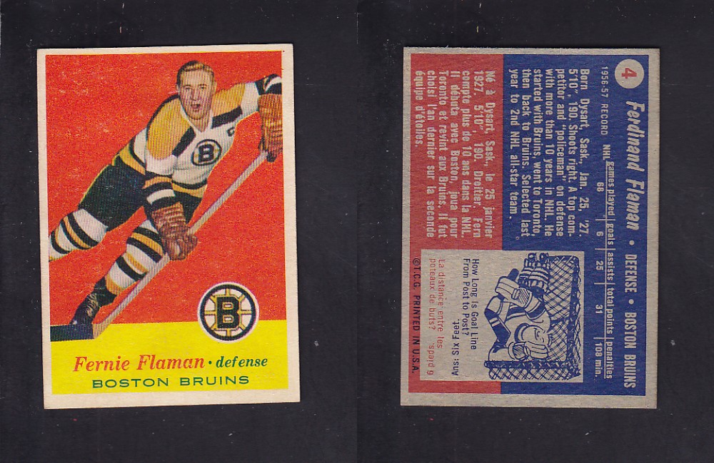 1957-58 TOPPS HOCKEY CARD #4 F. FLAMAN photo 1957-58 TOPPS HOCKEY CARD #4 F. FLAMAN photo