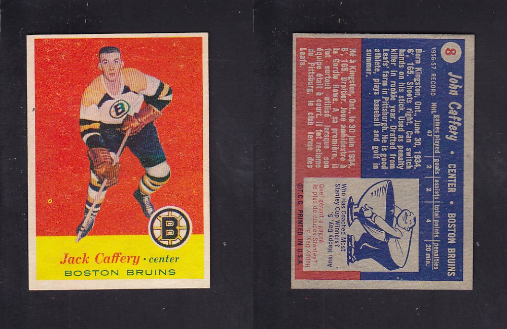 1957-58 TOPPS HOCKEY CARD #8 J. CAFFERY photo 1957-58 TOPPS HOCKEY CARD #8 J. CAFFERY photo