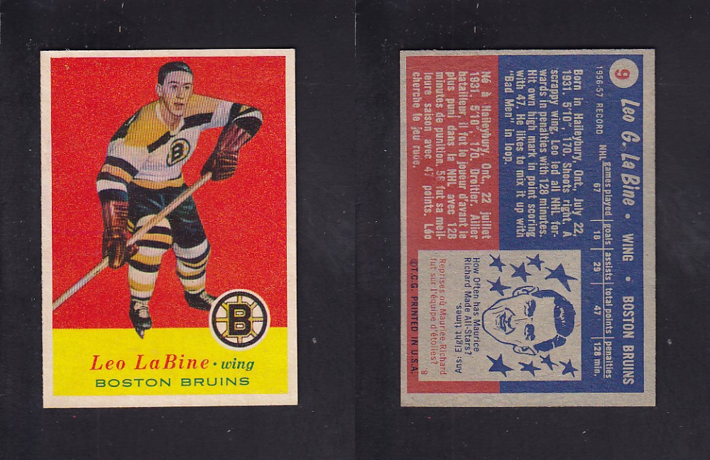 1957-58 TOPPS HOCKEY CARD #9 L. LABINE photo 1957-58 TOPPS HOCKEY CARD #9 L. LABINE photo