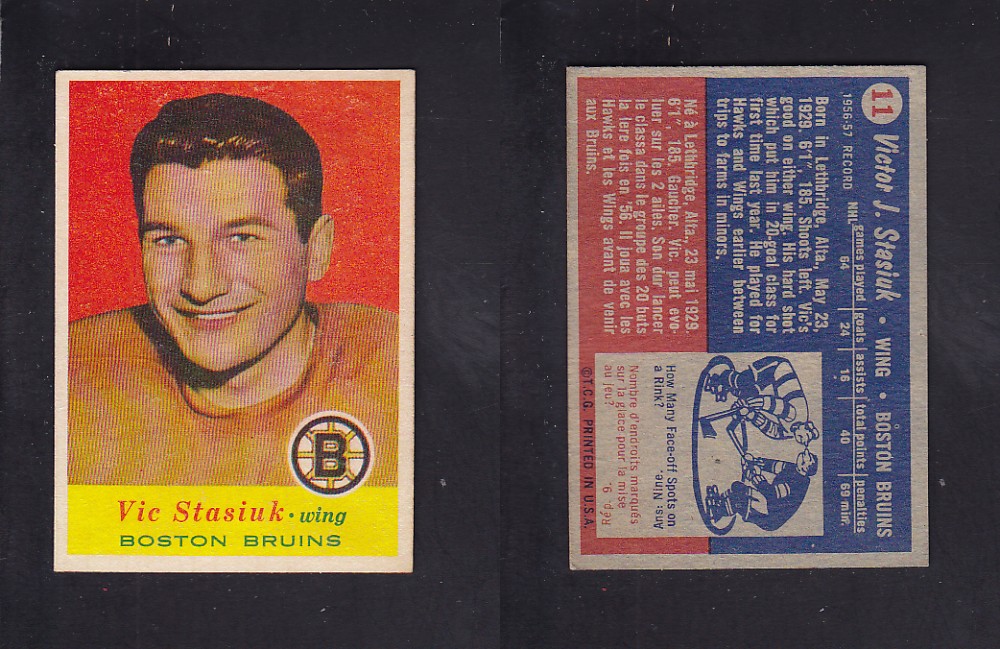 1957-58 TOPPS HOCKEY CARD #11 V. STASIUK photo 1957-58 TOPPS HOCKEY CARD #11 V. STASIUK photo
