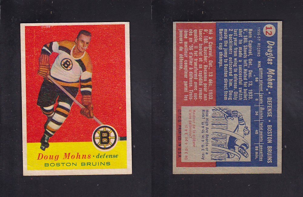1957-58 TOPPS HOCKEY CARD #12 D. MOHNS photo 1957-58 TOPPS HOCKEY CARD #12 D. MOHNS photo
