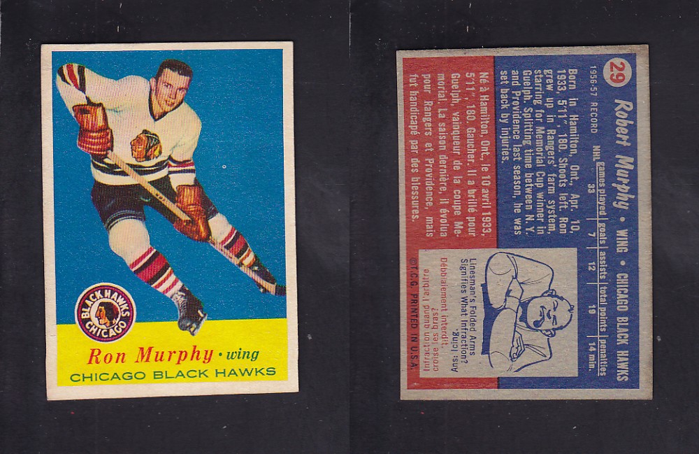 1957-58 TOPPS HOCKEY CARD #29 R. MURPHY photo 1957-58 TOPPS HOCKEY CARD #29 R. MURPHY photo