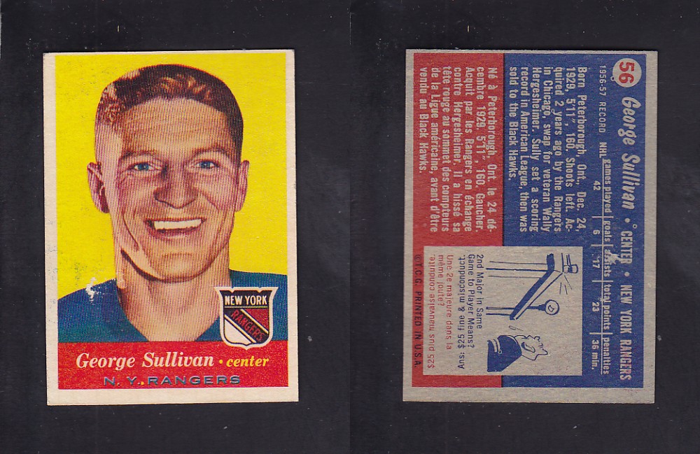 1957-58 TOPPS HOCKEY CARD #56 G. SULLIVAN photo 1957-58 TOPPS HOCKEY CARD #56 G. SULLIVAN photo