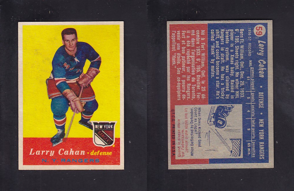 1957-58 TOPPS HOCKEY CARD #59 L. CAHAN photo 1957-58 TOPPS HOCKEY CARD #59 L. CAHAN photo