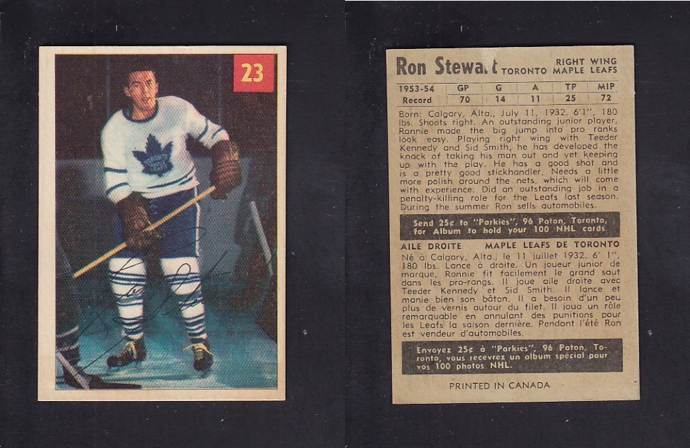 1954-55 PARKHURST HOCKEY CARD #23 R. STEWART photo 1954-55 PARKHURST HOCKEY CARD #23 R. STEWART photo