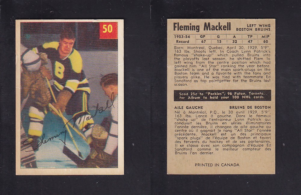 1954-55 PARKHURST HOCKEY CARD #50 F. MACKELL photo 1954-55 PARKHURST HOCKEY CARD #50 F. MACKELL photo