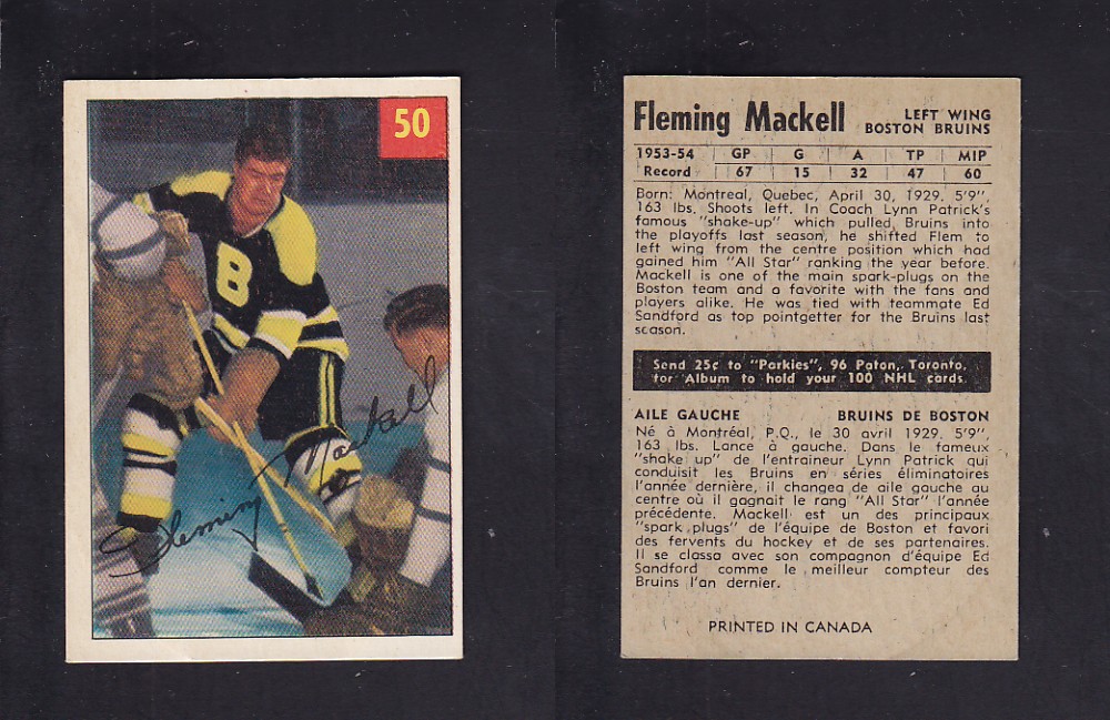 1954-55 PARKHURST HOCKEY CARD #50 F. MACKELL photo 1954-55 PARKHURST HOCKEY CARD #50 F. MACKELL photo