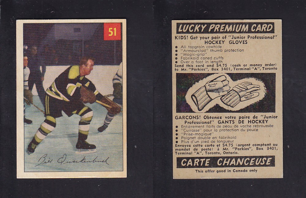 1954-55 PARKHURST HOCKEY CARD #51 B. QUACKENBUSH photo 1954-55 PARKHURST HOCKEY CARD #51 B. QUACKENBUSH photo