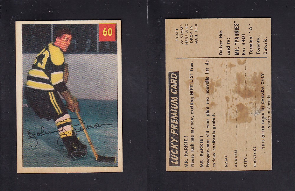 1954-55 PARKHURST HOCKEY CARD #60 J. PEIRSON photo 1954-55 PARKHURST HOCKEY CARD #60 J. PEIRSON photo