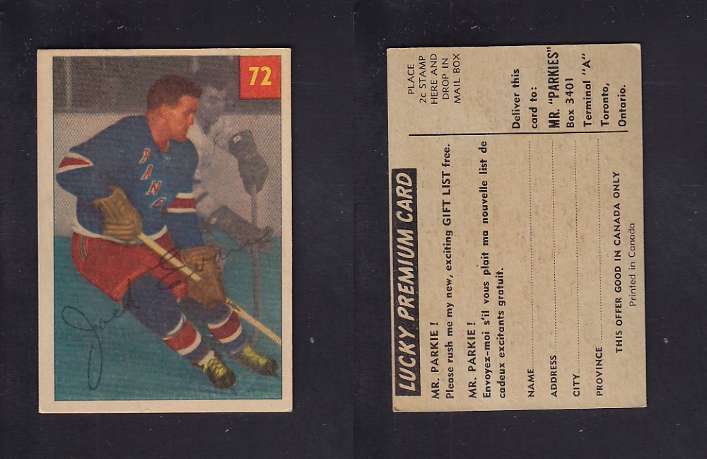 1954-55 PARKHURST HOCKEY CARD #72 J. EVANS photo 1954-55 PARKHURST HOCKEY CARD #72 J. EVANS photo