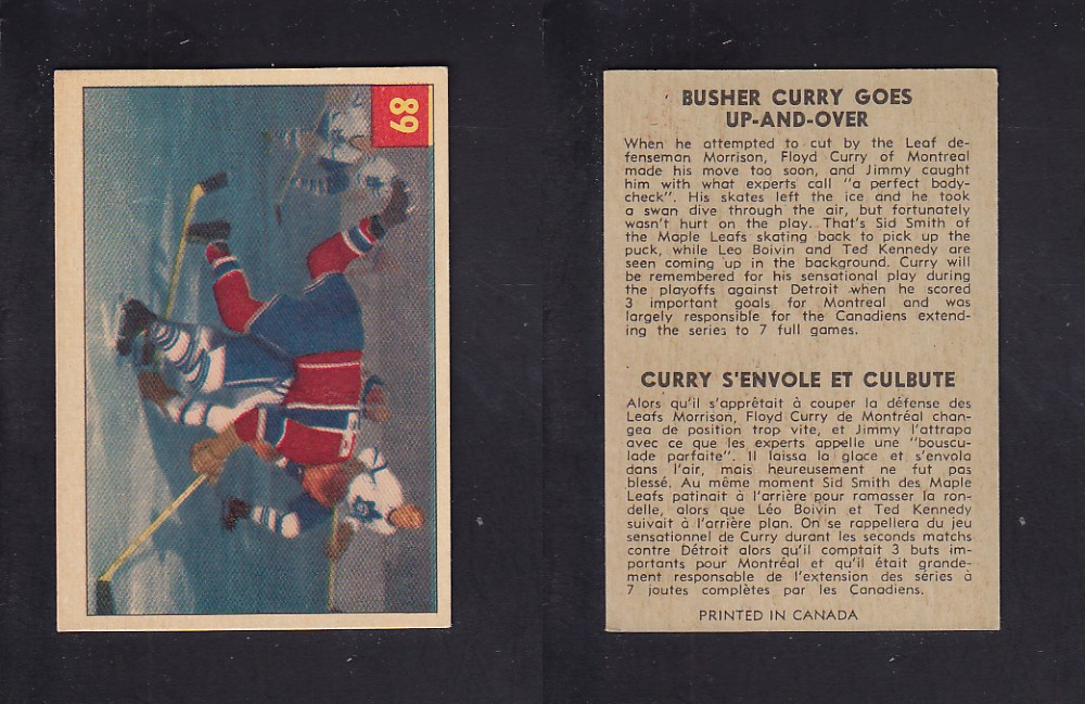 1954-55 PARKHURST HOCKEY CARD #89 B. CURRY GOES UP-AND-OVER photo 1954-55 PARKHURST HOCKEY CARD #89 B. CURRY GOES UP-AND-OVER photo