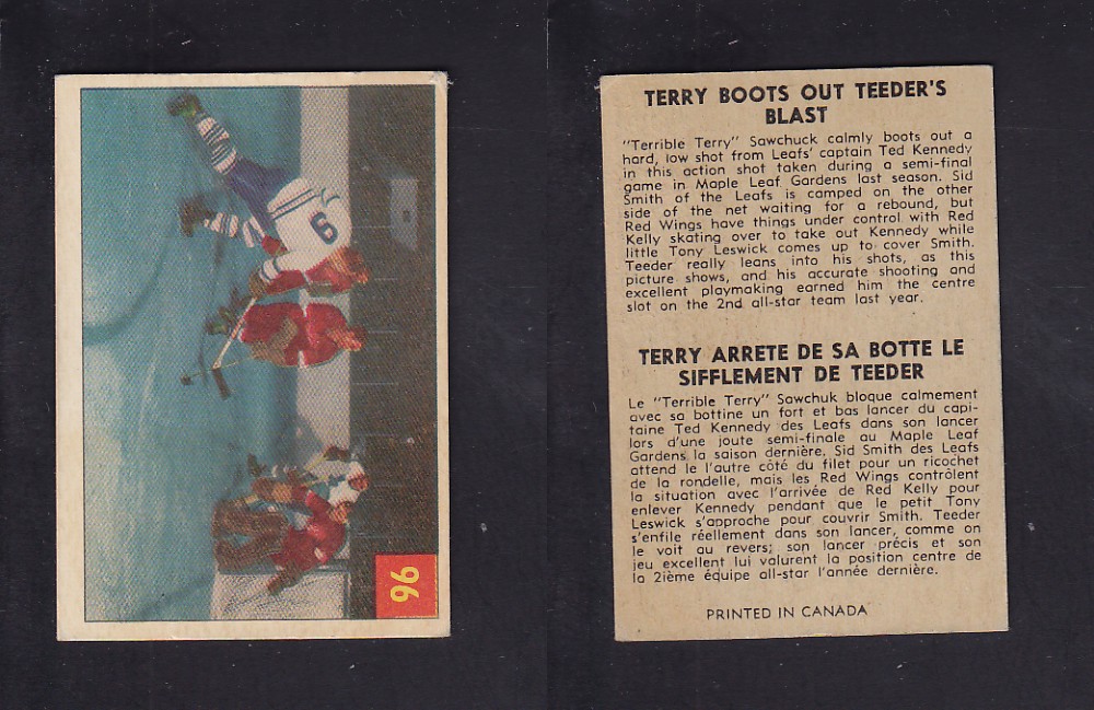 1954-55 PARKHURST HOCKEY CARD #96 TERRY BOOTS OUT TEEDER'S BLAST photo 1954-55 PARKHURST HOCKEY CARD #96 TERRY BOOTS OUT TEEDER'S BLAST photo