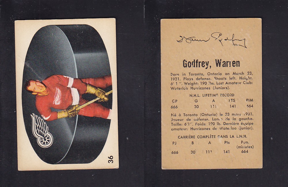 1962-63 PARKHURST HOCKEY CARD #36 W. GODFREY photo 1962-63 PARKHURST HOCKEY CARD #36 W. GODFREY photo