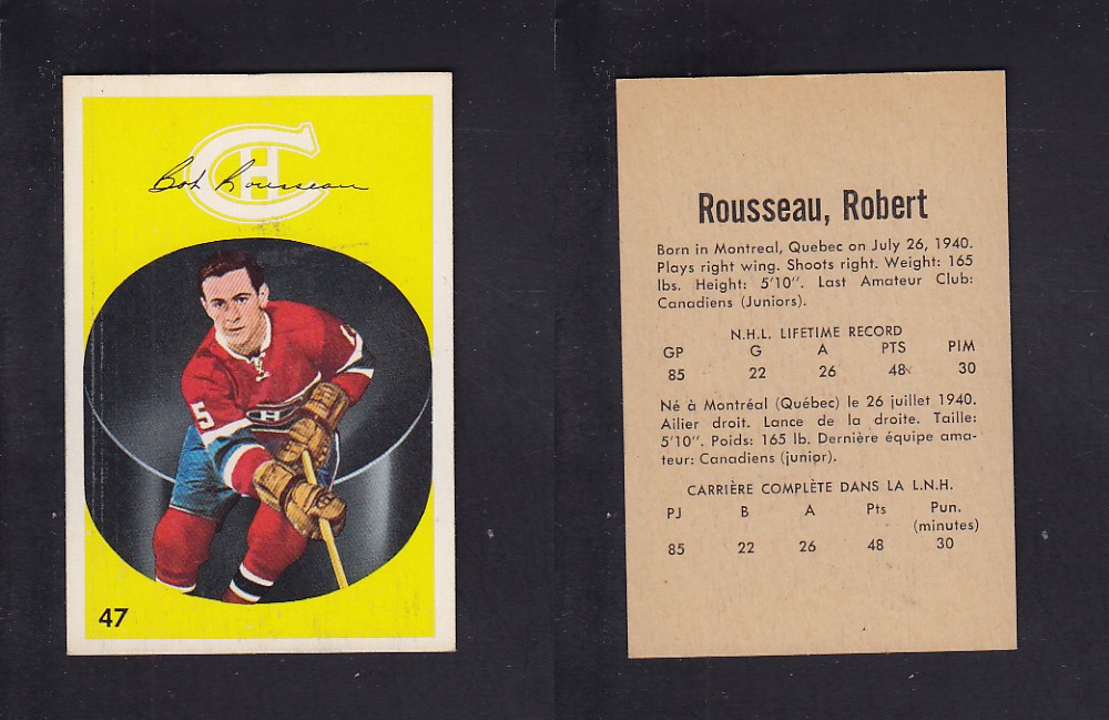1962-63 PARKHURST HOCKEY CARD #47 B. ROUSSEAU photo 1962-63 PARKHURST HOCKEY CARD #47 B. ROUSSEAU photo