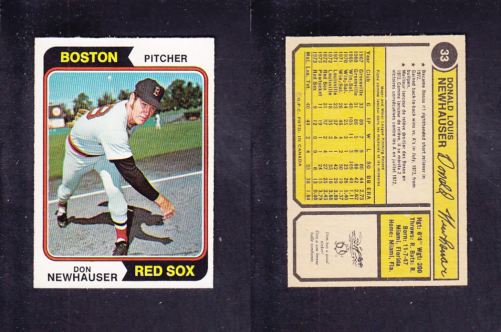1974 O-PEE-CHEE BASEBALL CARD #33 D. NEWHAUSER photo 1974 O-PEE-CHEE BASEBALL CARD #33 D. NEWHAUSER photo