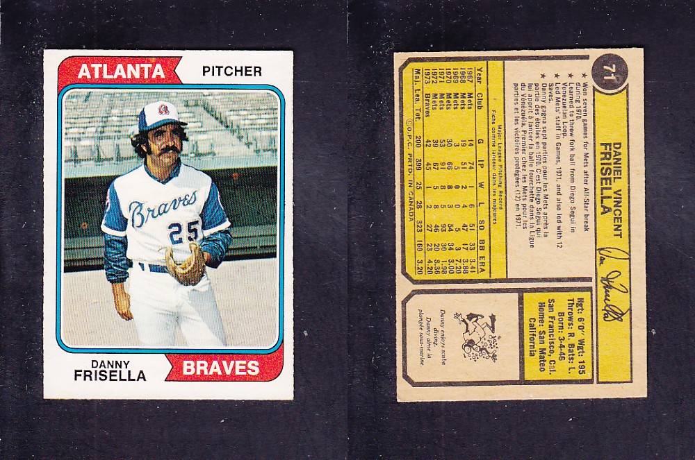 1974 O-PEE-CHEE BASEBALL CARD #71 D. FRISELLA photo