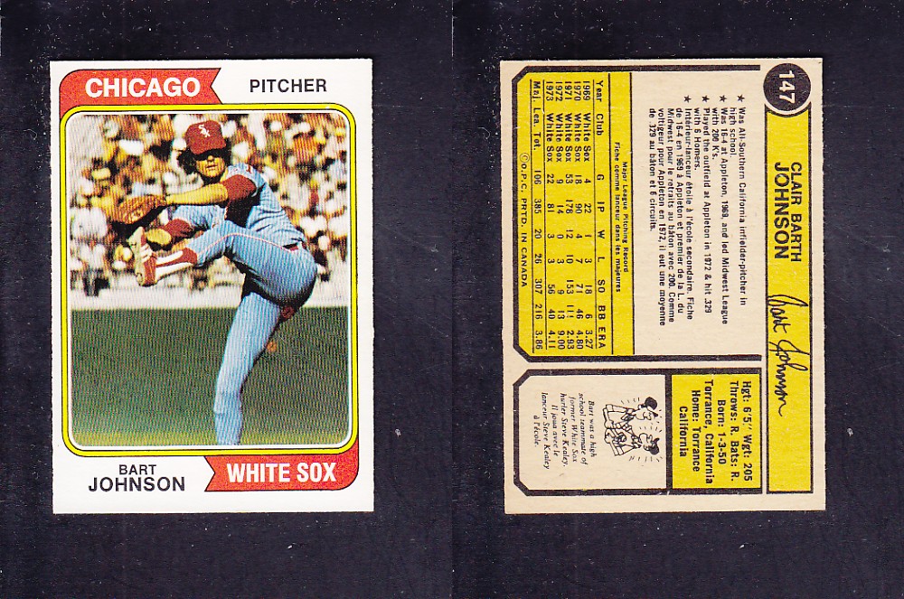 1974 O-PEE-CHEE BASEBALL CARD #147 B. JOHNSON photo 1974 O-PEE-CHEE BASEBALL CARD #147 B. JOHNSON photo