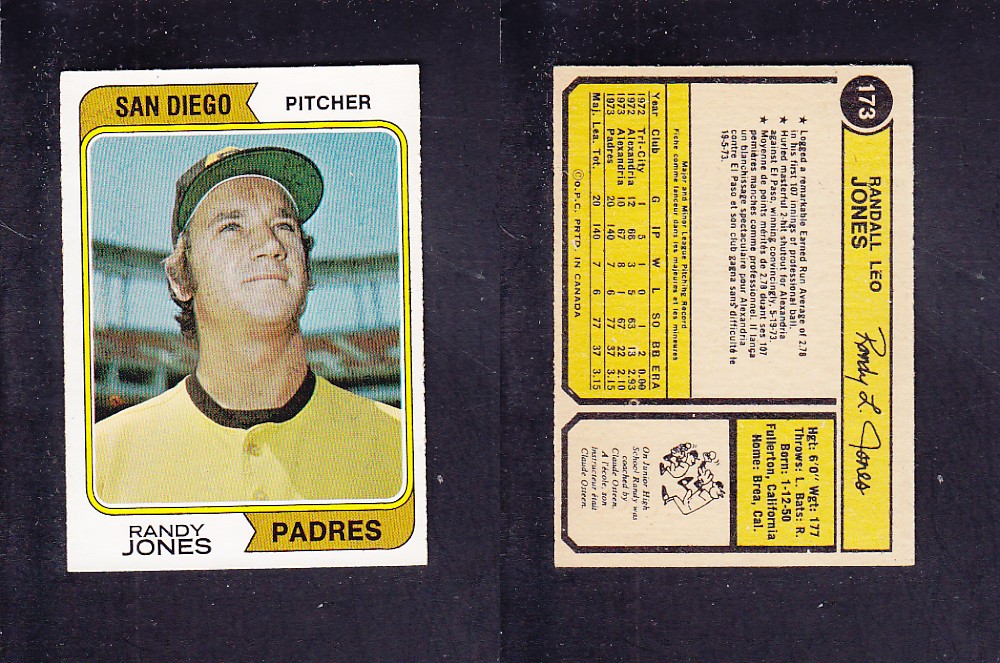 1974 O-PEE-CHEE BASEBALL CARD #173 R. JONES photo 1974 O-PEE-CHEE BASEBALL CARD #173 R. JONES photo