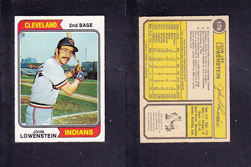 1974 O-PEE-CHEE BASEBALL CARD #176 J. LOWENSTEIN photo 1974 O-PEE-CHEE BASEBALL CARD #176 J. LOWENSTEIN photo