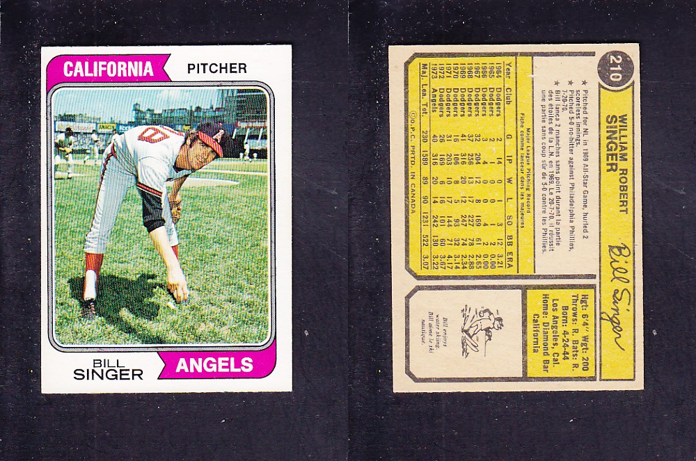 1974 O-PEE-CHEE BASEBALL CARD #210 B. SINGER photo 1974 O-PEE-CHEE BASEBALL CARD #210 B. SINGER photo