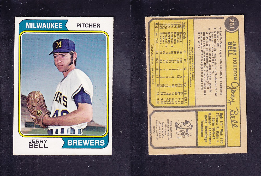 1974 O-PEE-CHEE BASEBALL CARD #261 J. BELL photo