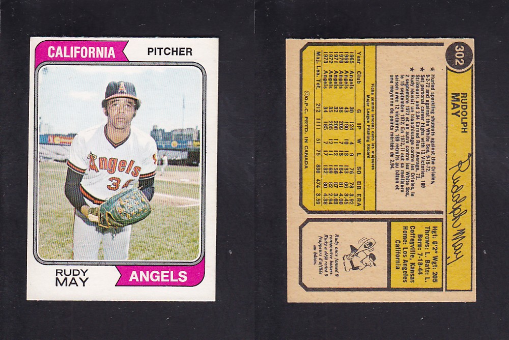 1974 O-PEE-CHEE BASEBALL CARD #302 R. MAY photo 1974 O-PEE-CHEE BASEBALL CARD #302 R. MAY photo