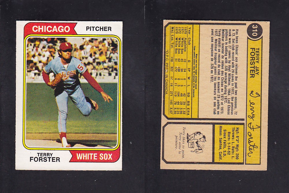1974 O-PEE-CHEE BASEBALL CARD #310 T. FORSTER photo 1974 O-PEE-CHEE BASEBALL CARD #310 T. FORSTER photo