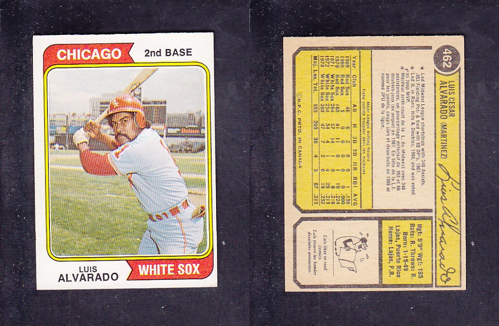 1974 O-PEE-CHEE BASEBALL CARD #462 L. ALVARADO photo