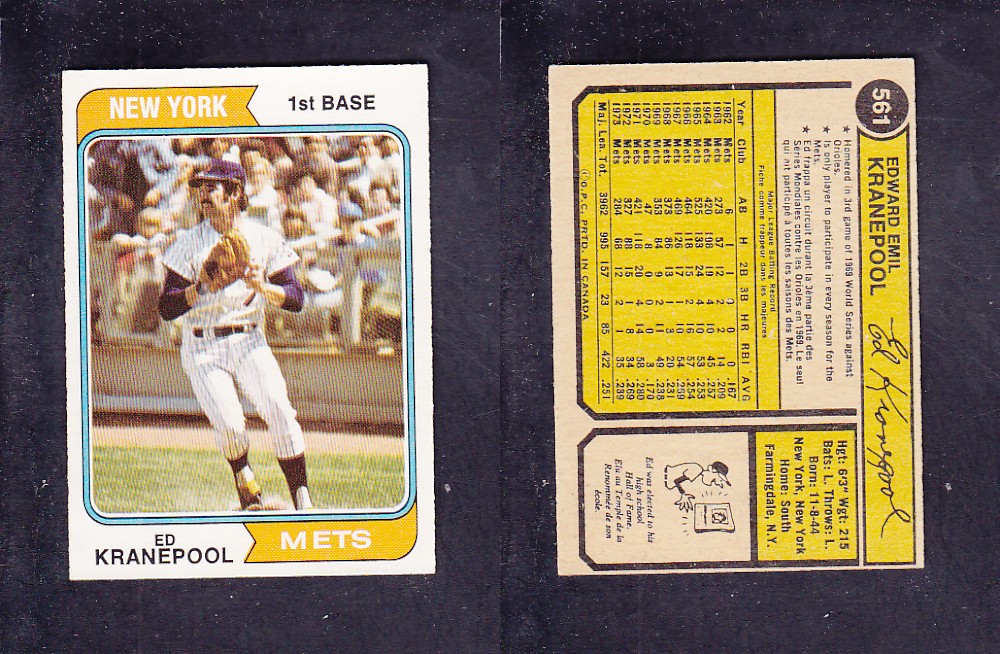 1974 O-PEE-CHEE BASEBALL CARD #561 E. KRANEPOOL photo 1974 O-PEE-CHEE BASEBALL CARD #561 E. KRANEPOOL photo