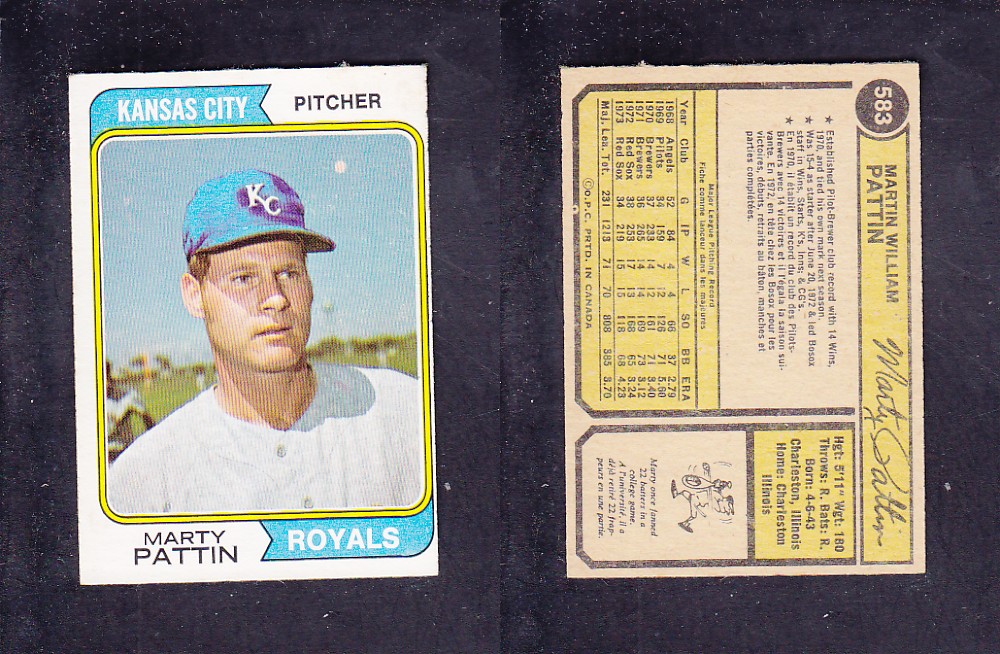 1974 O-PEE-CHEE BASEBALL CARD #583 M. PATTIN photo
