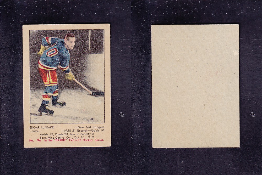 1951-52 PARKHURST HOCKEY CARD #96 E. LAPRADE photo 1951-52 PARKHURST HOCKEY CARD #96 E. LAPRADE photo