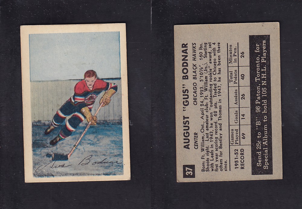 1952-53 PARKHURST HOCKEY CARD #37 G. BODNAR photo 1952-53 PARKHURST HOCKEY CARD #37 G. BODNAR photo