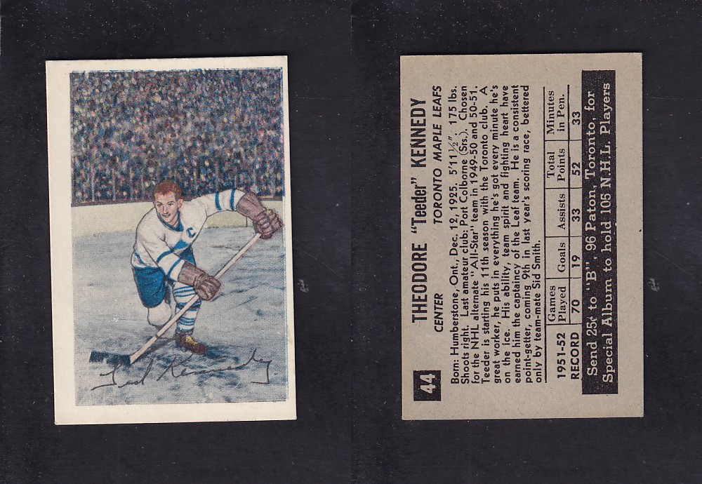1952-53 PARKHURST HOCKEY CARD #44 T. KENNEDY photo 1952-53 PARKHURST HOCKEY CARD #44 T. KENNEDY photo