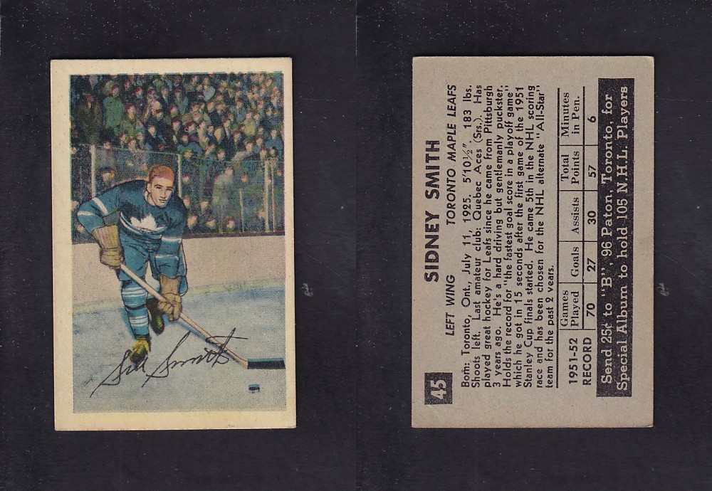1952-53 PARKHURST HOCKEY CARD #45 S. SMITH photo 1952-53 PARKHURST HOCKEY CARD #45 S. SMITH photo