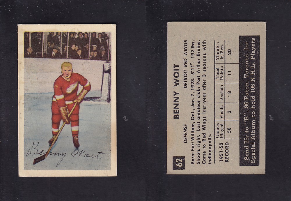 1952-53 PARKHURST HOCKEY CARD #62 B. WOIT photo 1952-53 PARKHURST HOCKEY CARD #62 B. WOIT photo