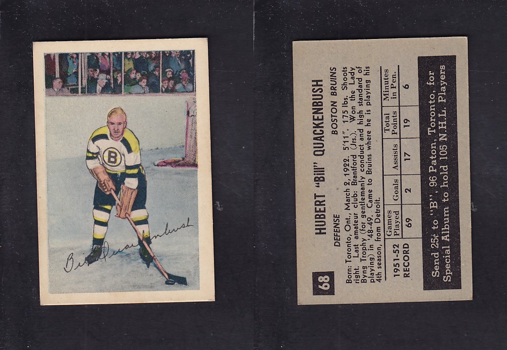 1952-53 PARKHURST HOCKEY CARD #68 B. QUACKENBUSH photo 1952-53 PARKHURST HOCKEY CARD #68 B. QUACKENBUSH photo