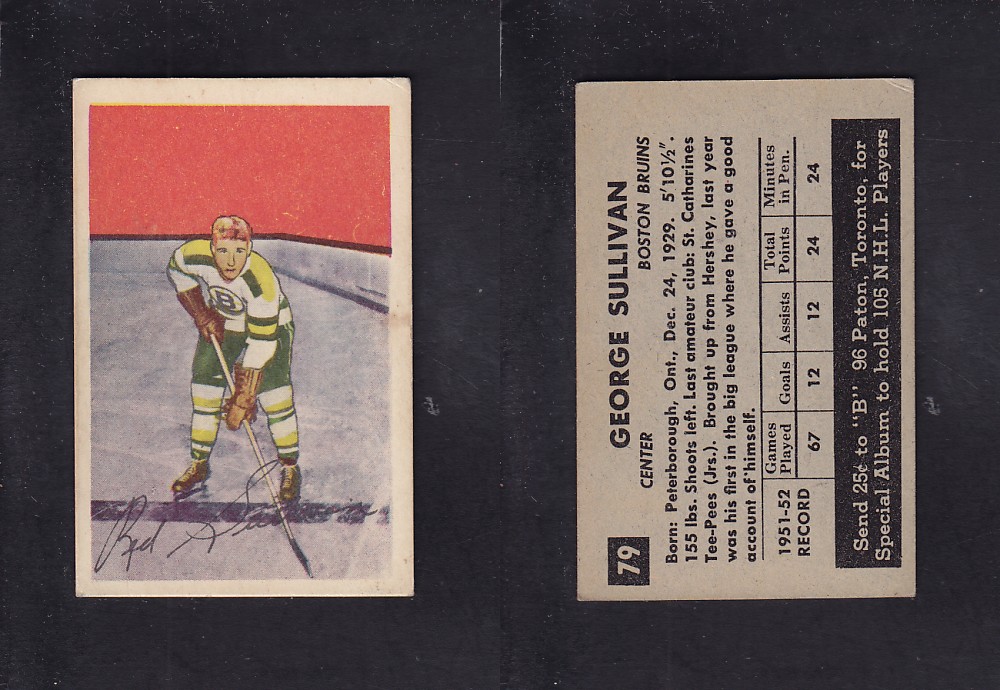 1952-53 PARKHURST HOCKEY CARD #79 G. SULLIVAN photo 1952-53 PARKHURST HOCKEY CARD #79 G. SULLIVAN photo