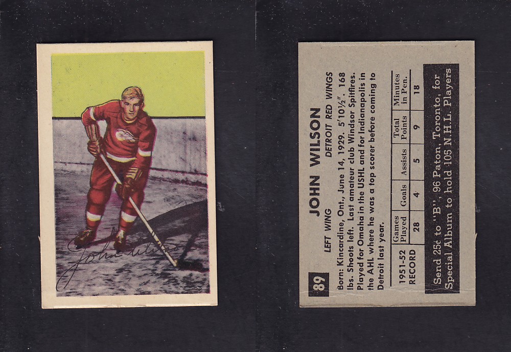1952-53 PARKHURST HOCKEY CARD #89 J. WILSON photo 1952-53 PARKHURST HOCKEY CARD #89 J. WILSON photo
