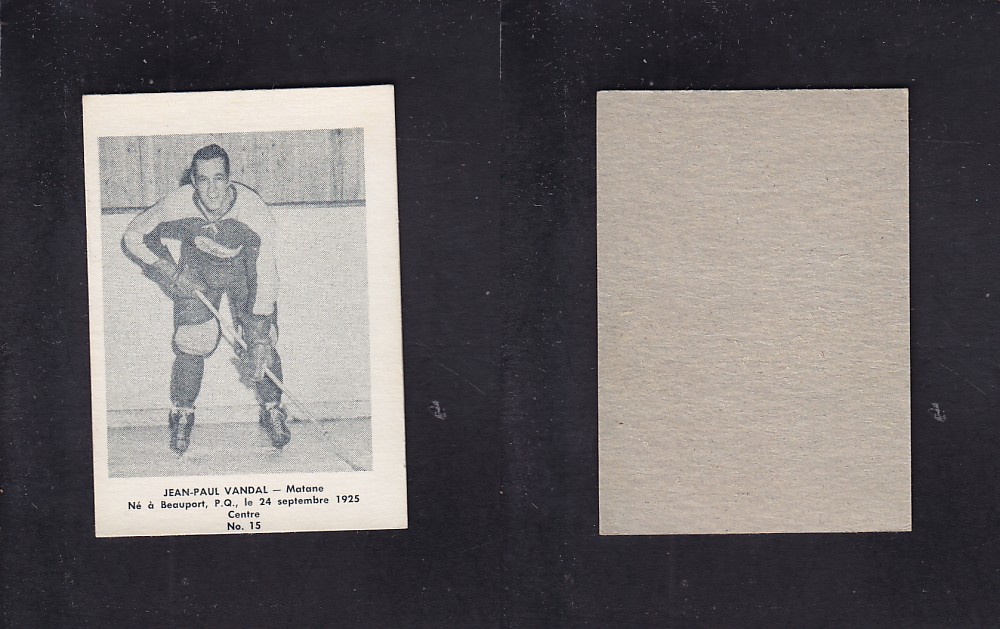 1951-52 BAS DU FLEUVE HOCKEY CARD #15 J-P. VANDAL photo