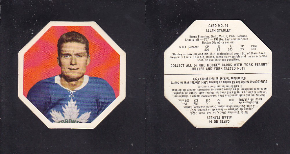 1963-64 YORK HOCKEY CARD #14 A. STANLEY photo 1963-64 YORK HOCKEY CARD #14 A. STANLEY photo