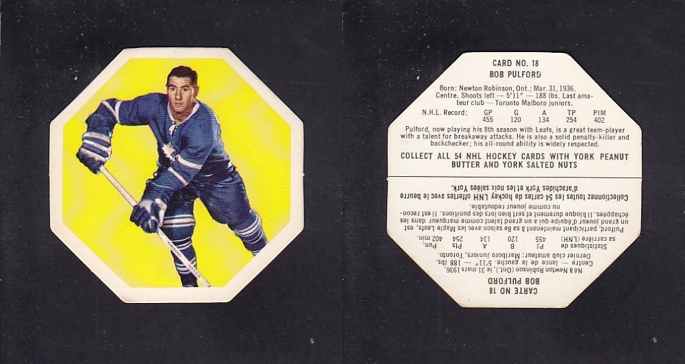 1963-64 YORK HOCKEY CARD #18 B. PULFORD photo 1963-64 YORK HOCKEY CARD #18 B. PULFORD photo